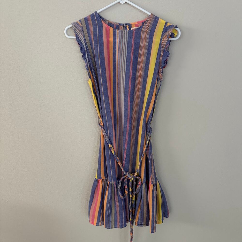 Marine Layer Linen Laney Mini Dress Blue Stripe (XS)